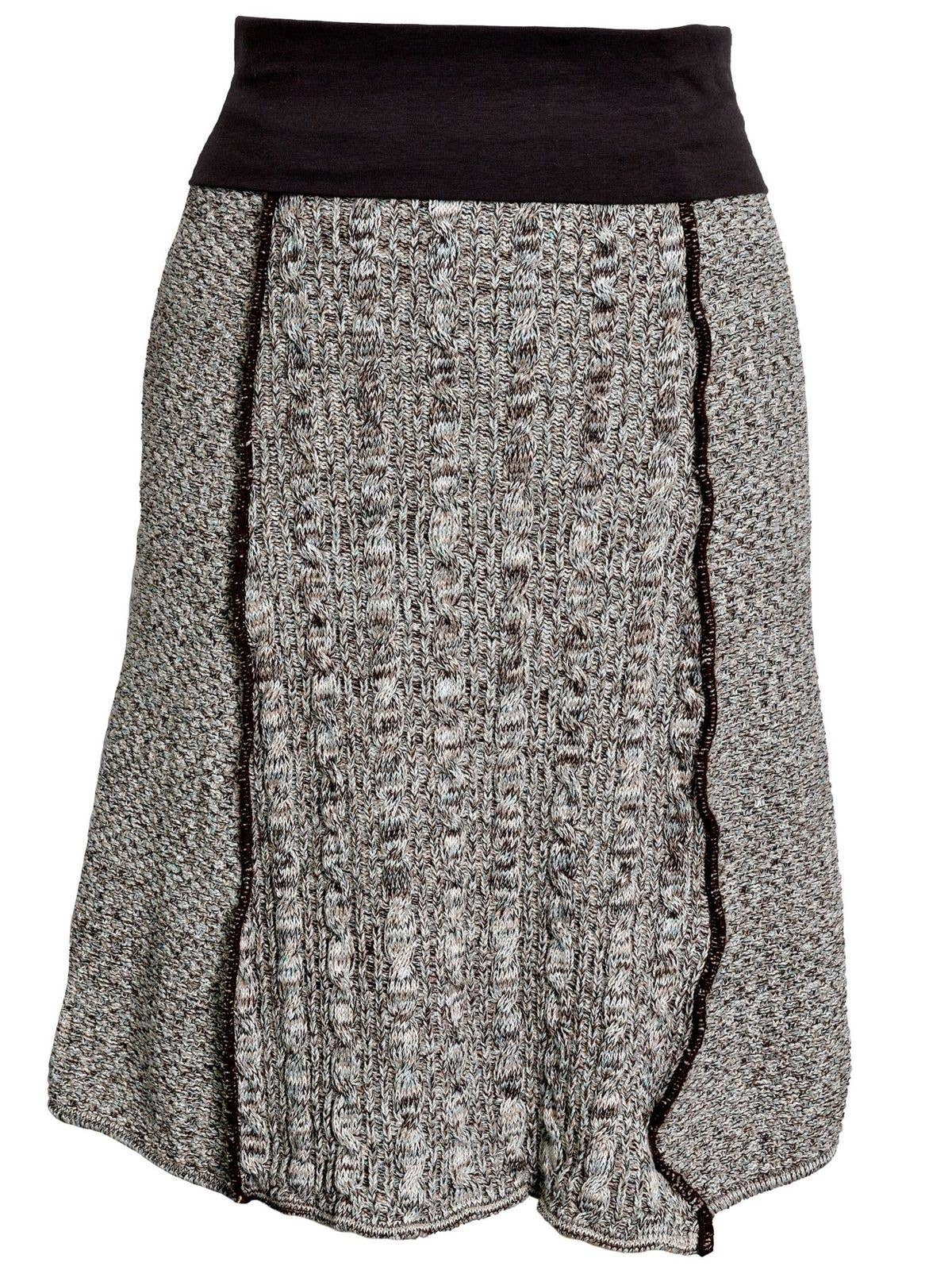 Green 3 – Engroshandel Nederdel - Dame – Kvinders bomuld Sweater Strik Panel Nederdel -Chokolade Space Dye