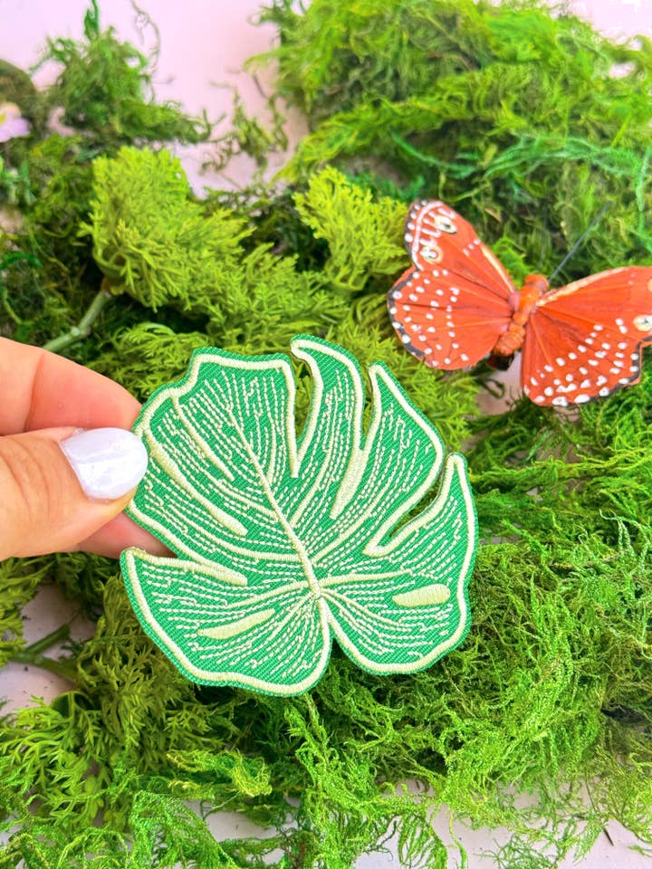 Monstera Leaf (Iron-On) Patch for wholesale by Golden Hour Designs