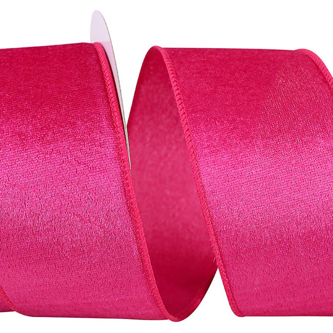 Velvet Plush Lite Wired Edge, fuchsia, 2-1/2 po, 10 mètres pour la vente par RELIANT RIBBON