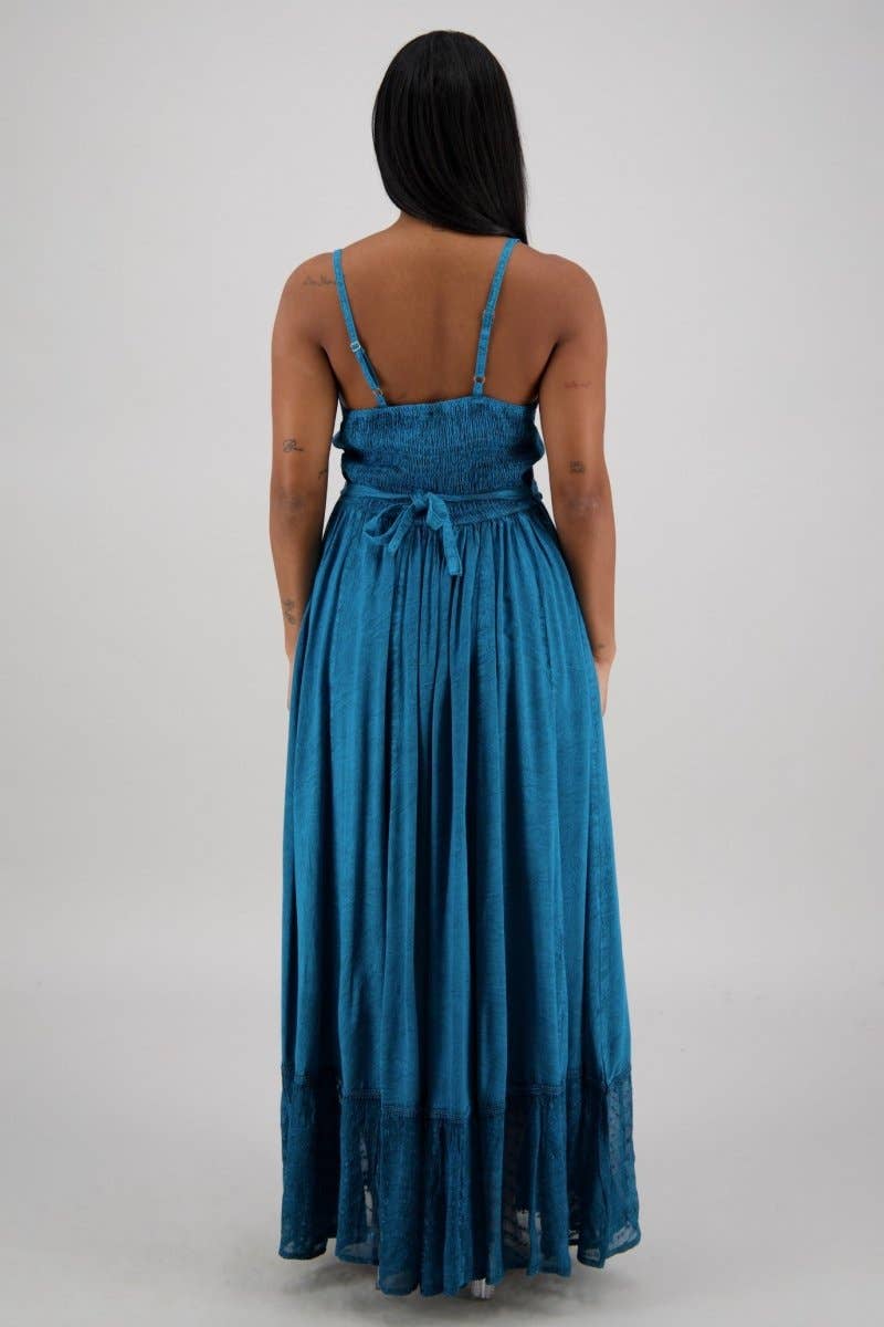 Advance Apparels - Wholesale Dress - Women's - Sheer Hem Smocked Maxi Dress ADL-253247