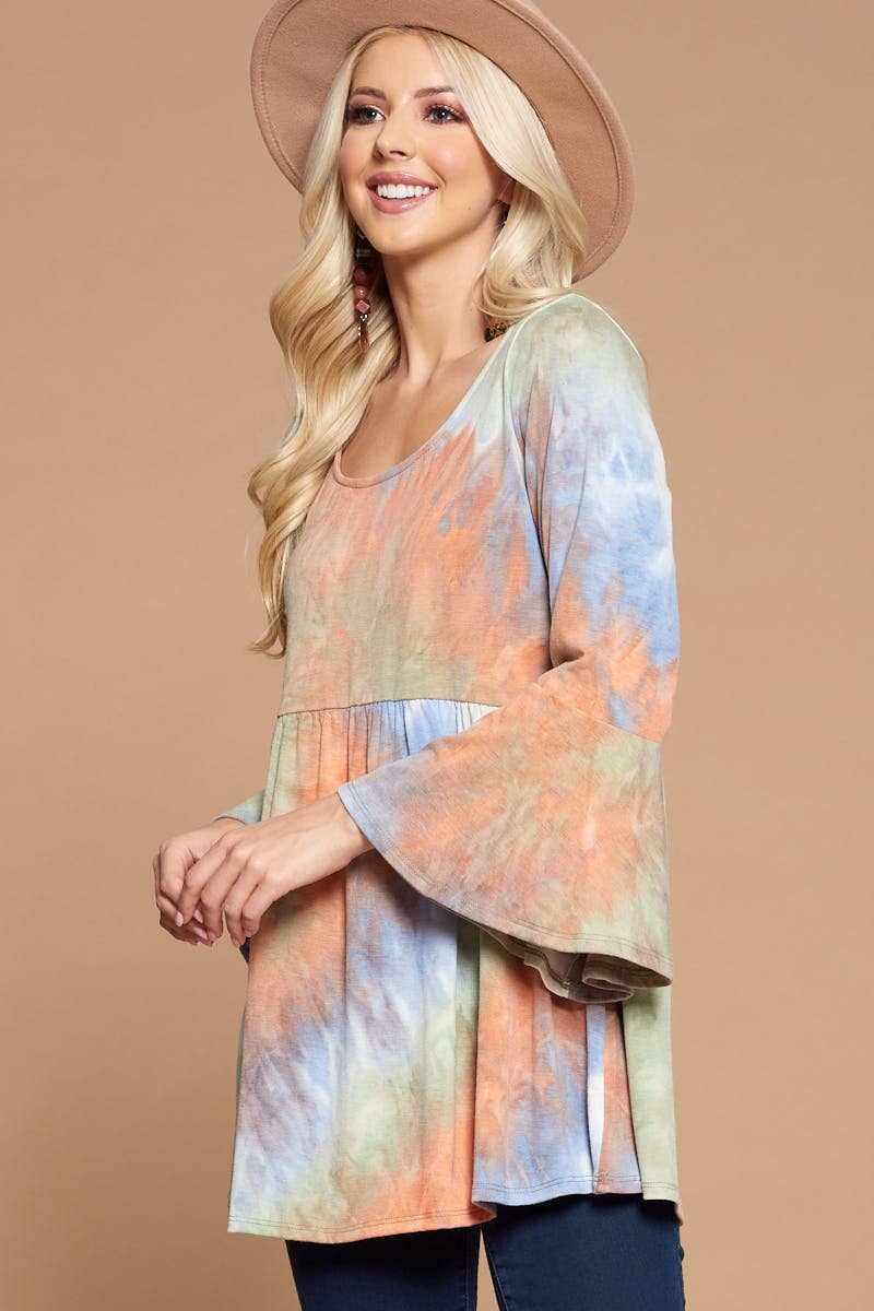 Emerald Collection – Engroshandel Tunika - Dame – ETK-8224 Tie Die Babydoll Tunika Top6