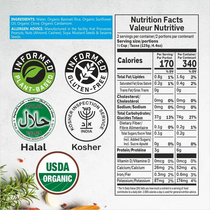 Regal Kitchen Foods - Wholesale Rice - Reganic Basmati Rice with Cloves & Cardamom Cups, 8.8 Oz 2