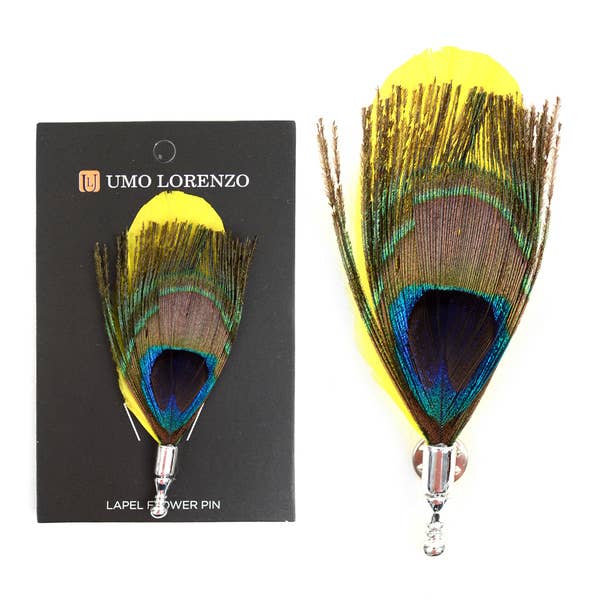 Selini New York - Wholesale Lapel Pin/Button - Men's  Peacock Feather Clutch Back Lapel  Pins2