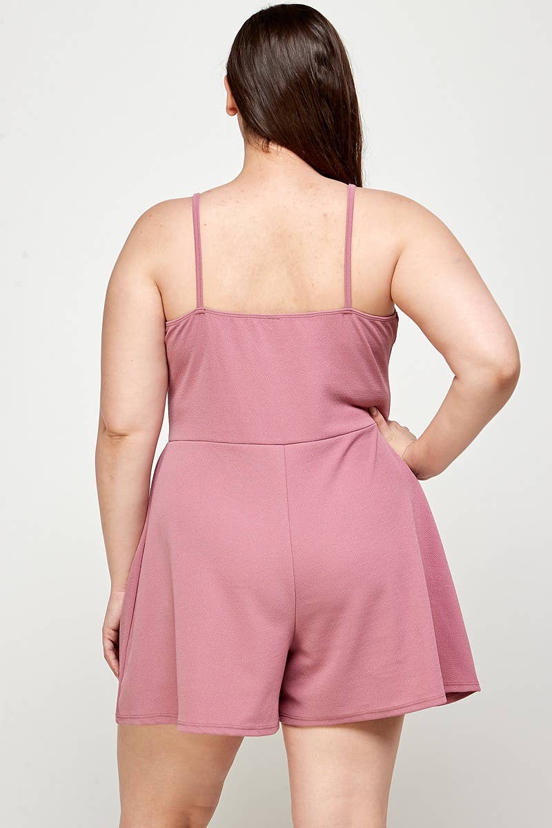 Haute Fox Plus Size & Contemporary - Wholesale Romper - Women's - Plus Size Romper Asymmetrical Button Detail KY18005-RP1