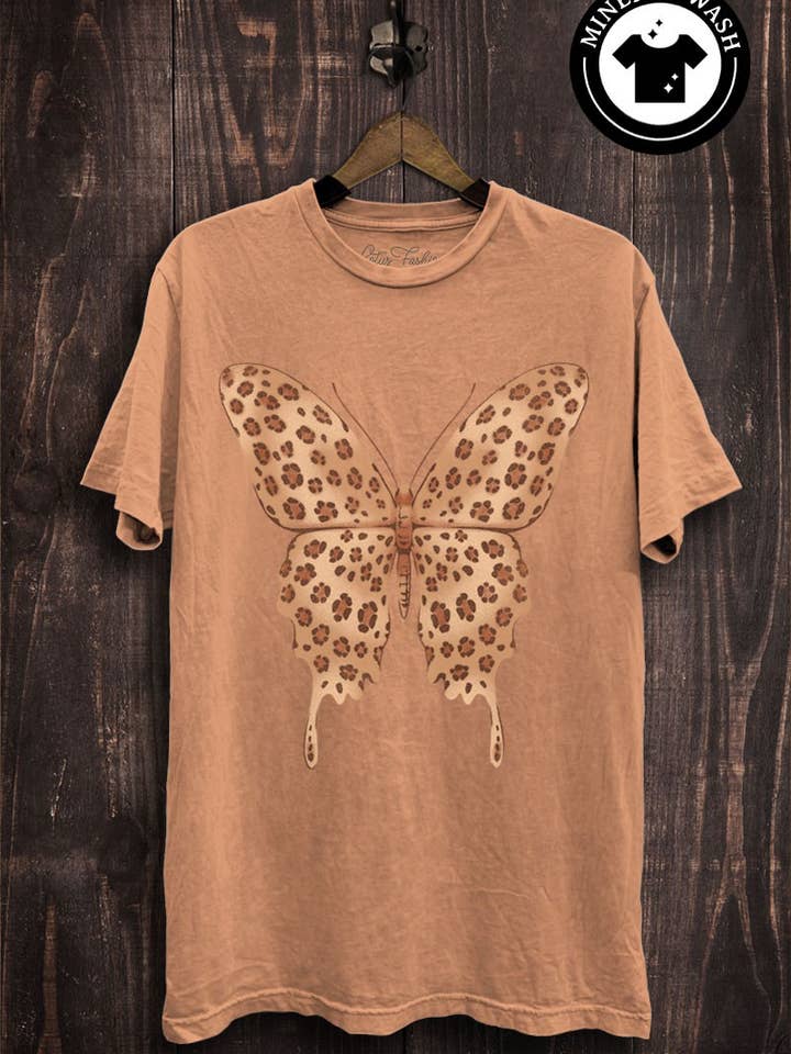 Butterfly Leopard Print Graphic Top for wholesale by Lotus Fashion Collection