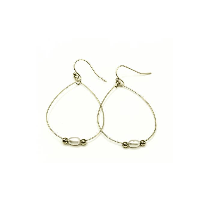 erin gray - Wholesale Dangle Earrings - Aster Dainty Rice Pearls & 14k Gold-Filled Beads