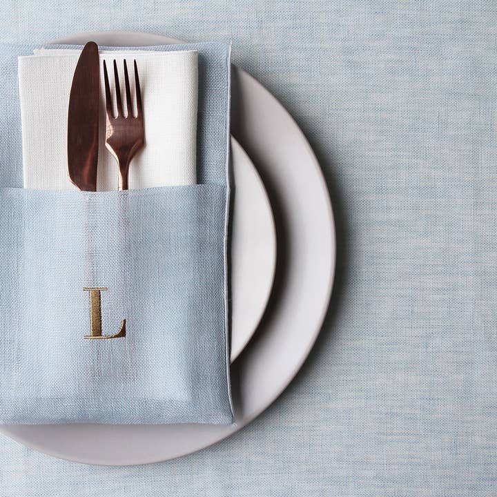 Giardino Segreto - Wholesale Napkin Holder - Customizable napkin holder in pure blue linen