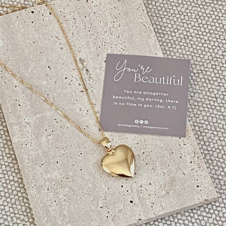 Amady Jewelry - Wholesale Pendant/Charm Necklace - Heart locket necklace 18k Gold Filled heart shape pendant