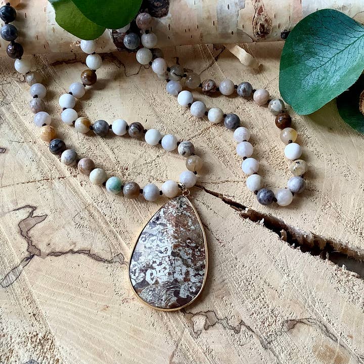 Beautiful Boundaries - Wholesale Pendant/Charm Necklace - Necklace, pendant boho jasper sea sediment necklace