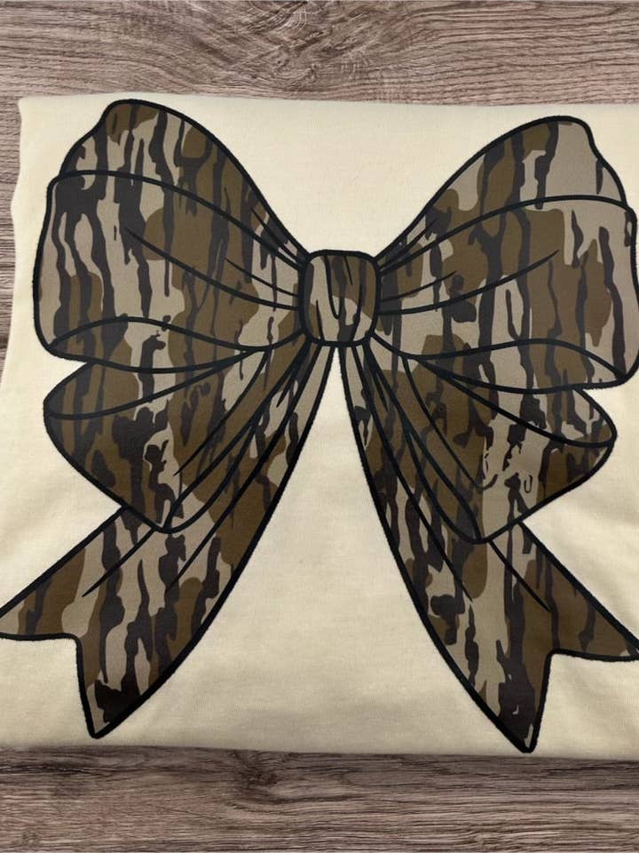 Bottomland Camo Bow Tee for wholesale by Boonedock Boutique Wholesale