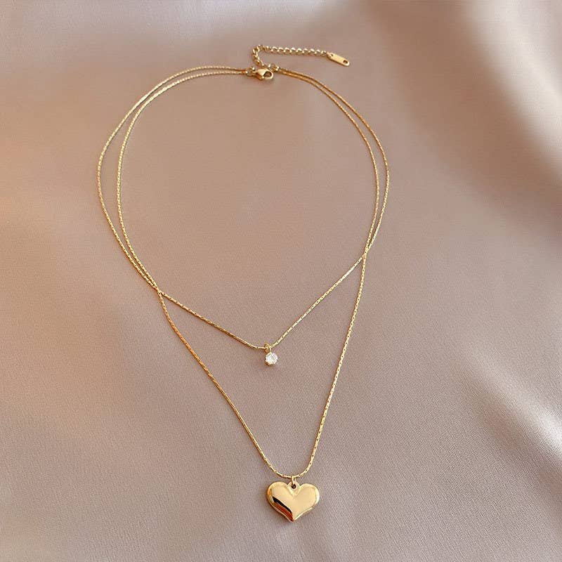 Gemscape UK – wholesale Link & chain necklace – Layered Gold Heart Pendant Necklace for Women – Dainty Gift6