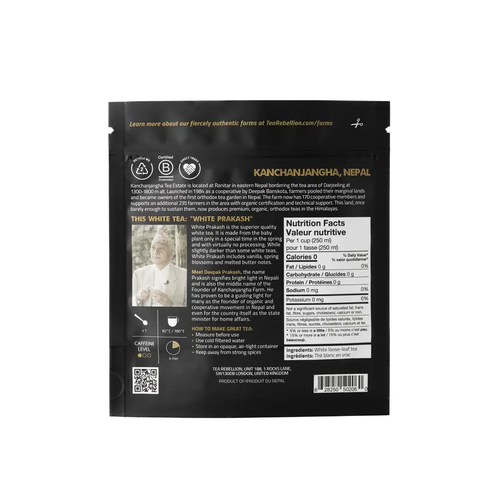 Tea Rebellion – Großhandel Loser Tee – White Prakash - Weißer Tee | aus Nepal | Biologisch abbaubare Beutel7