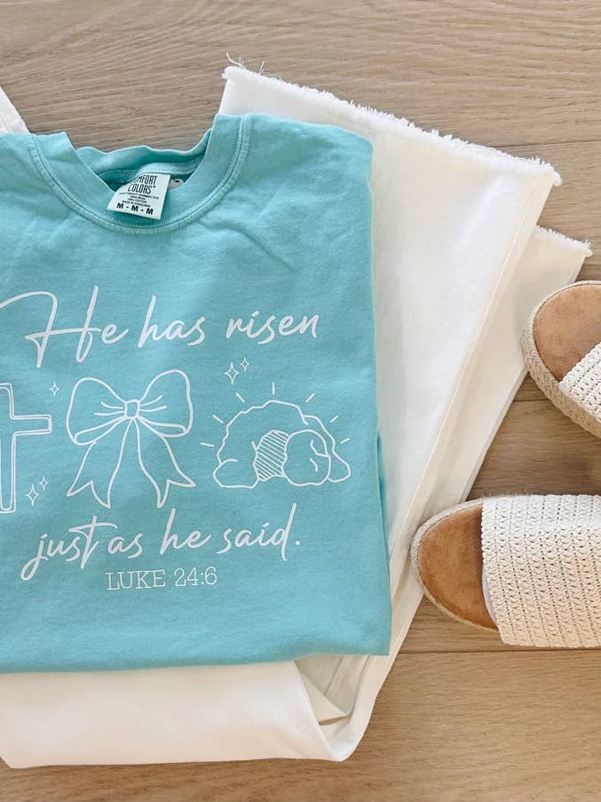 He Has Risen Tee for wholesale by Magnolia Grace Apparel Co.