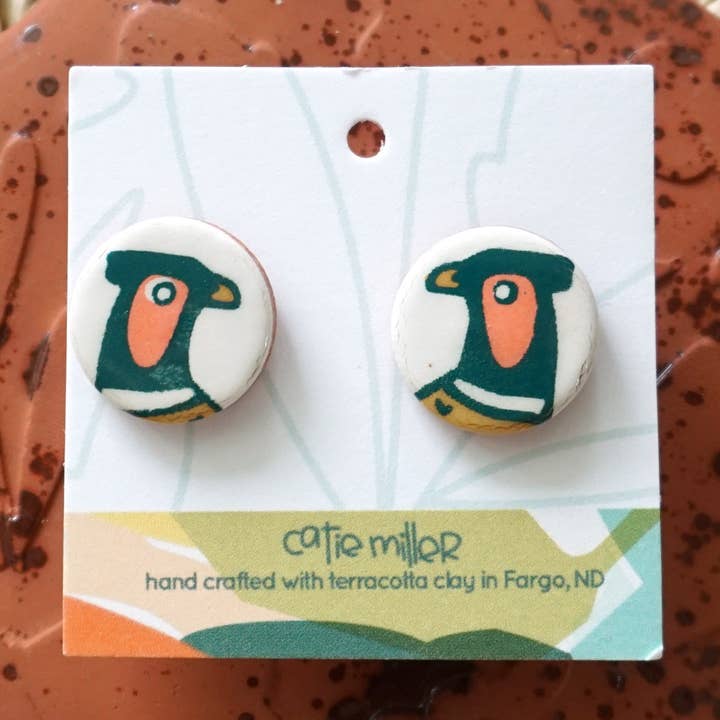 Pheasant Stud Post Earrings - Wholesale for wholesale by Catie Miller Ceramics
