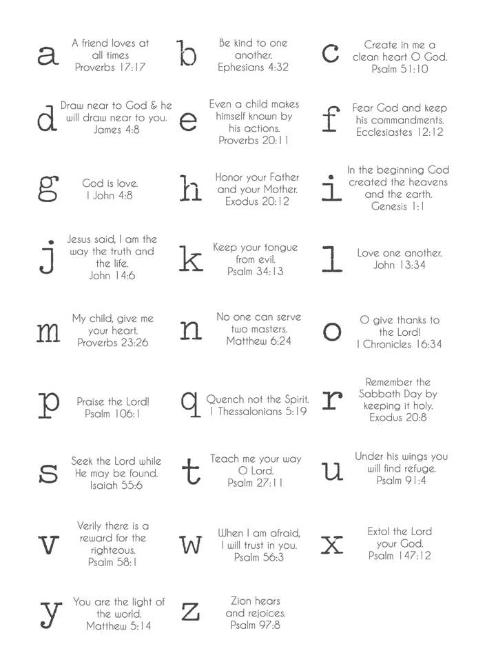 ABC Bible Verses, White for wholesale by Kbelt Designs