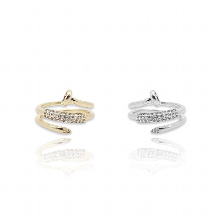 CZ diamant søm Spiral Ring for engroshandel hos KIKICHIC