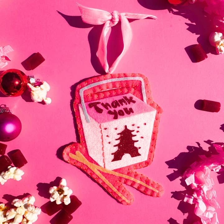 Lemon House Design - Wholesale Ornament - Pink Chinese Takeout Box Ornament