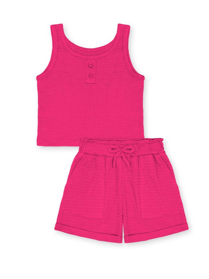 Cutie Patootie Clothing - Wholesale Top & Short Set - Kids - TKSS-D24-3335T Toddler's 2 pc Waffle Knit Short Set