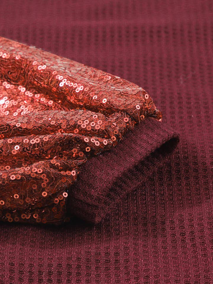 FASHION BLVD - Wholesale Knit Top - Women's - FB Sequin Waffle Patchwork Sleeve Open Back Top6