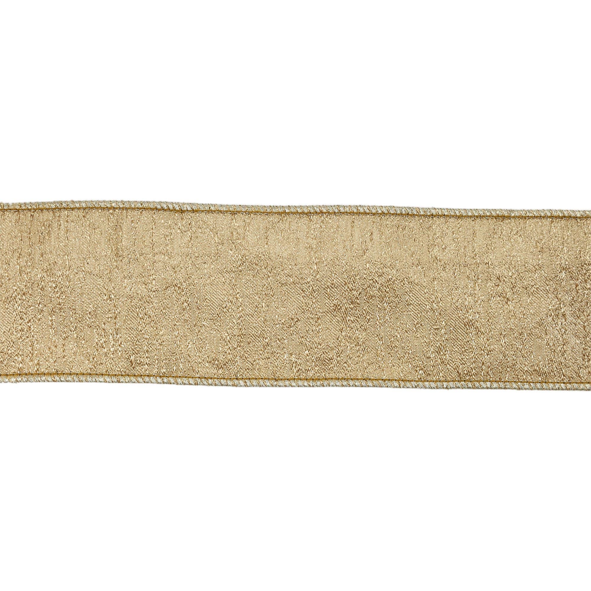 LA Ribbons Wholesale – Engroshandel Bånd – 2 1/2" Trådbånd | Tekstureret Guldmetallic Vævryg | 5 Yard Rulle4
