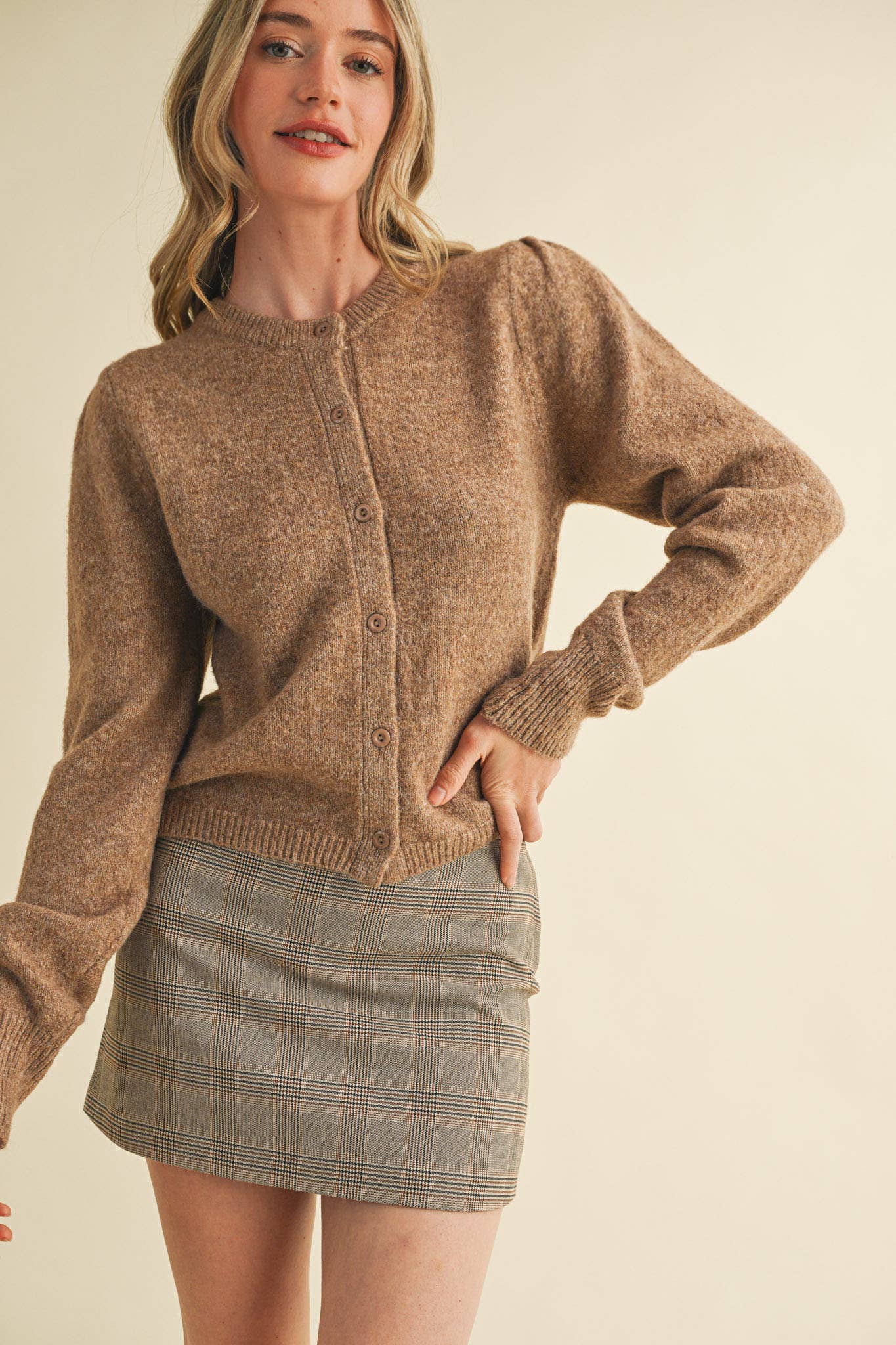 &MERCI - Wholesale Cardigan - Women's - LONG PUFF SLEEVE SWEATER CARDIGAN MSW1101849