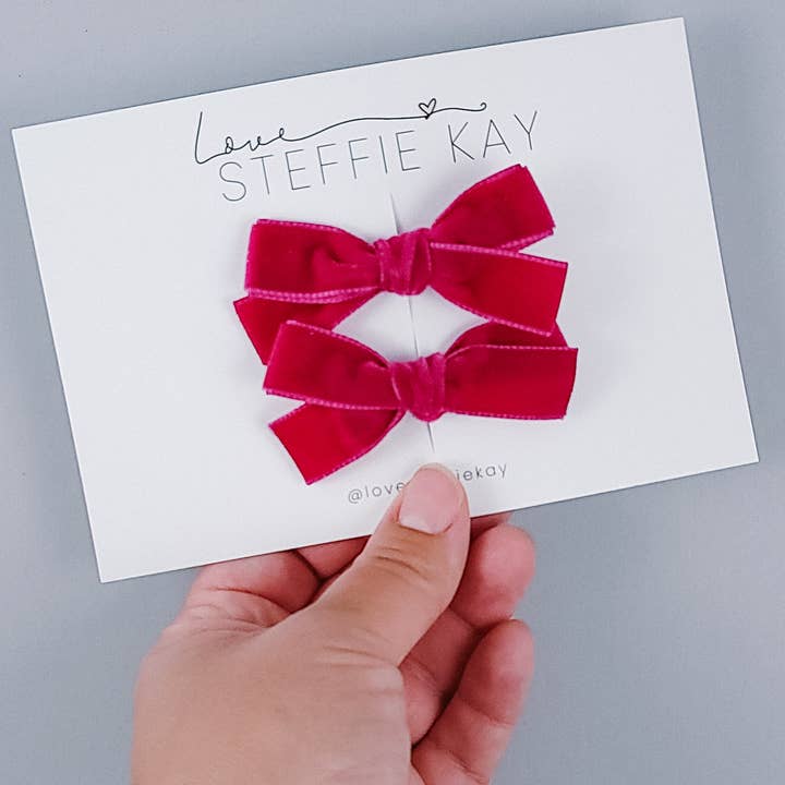 Velvet Pigtail Bows for wholesale by Love, Steffie Kay