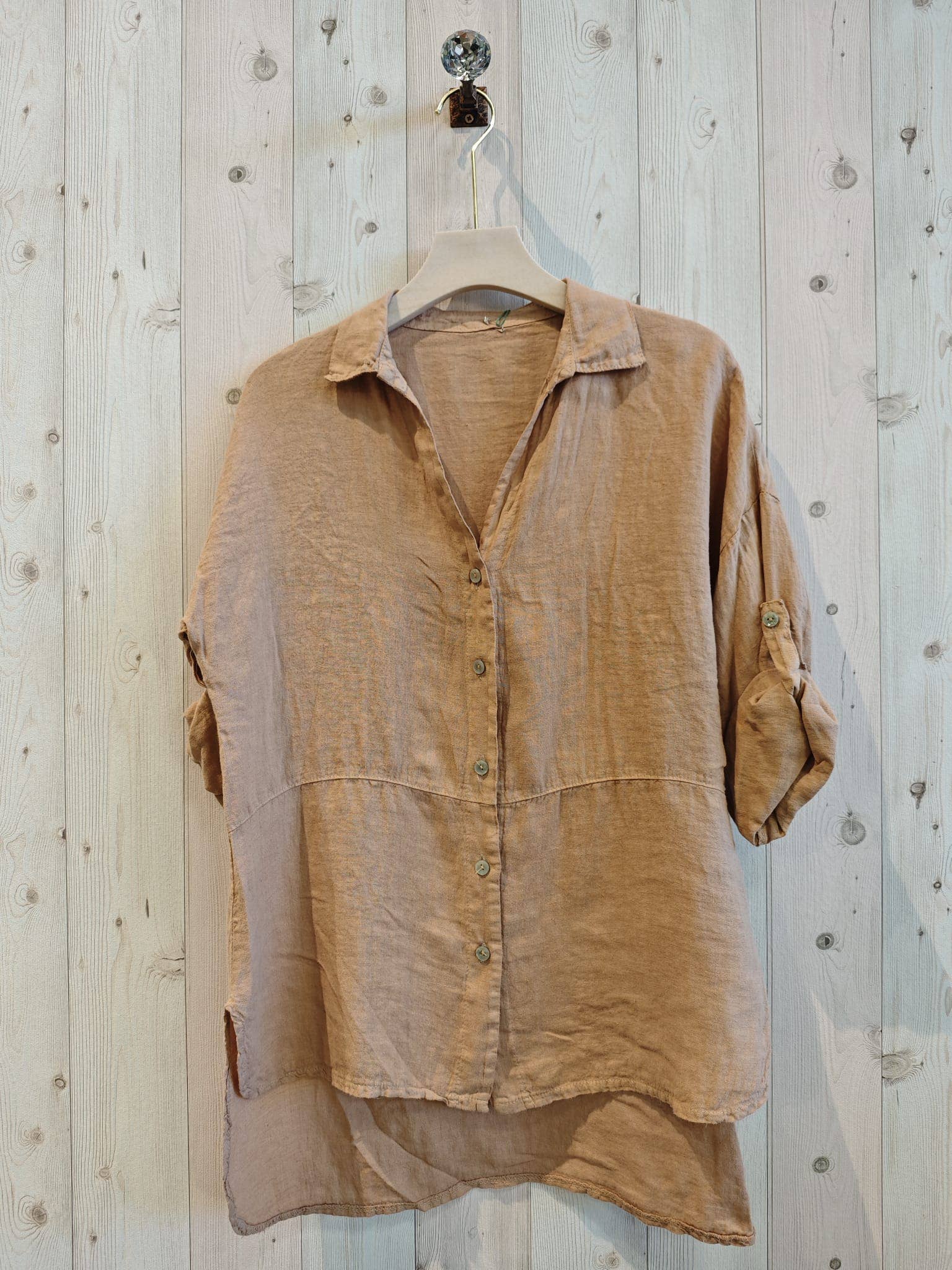 Linos y Textiles - Wholesale Button Down Shirt - Women's - REF 16827 SHORT SLEEVE 100% LINEN SHIRT6
