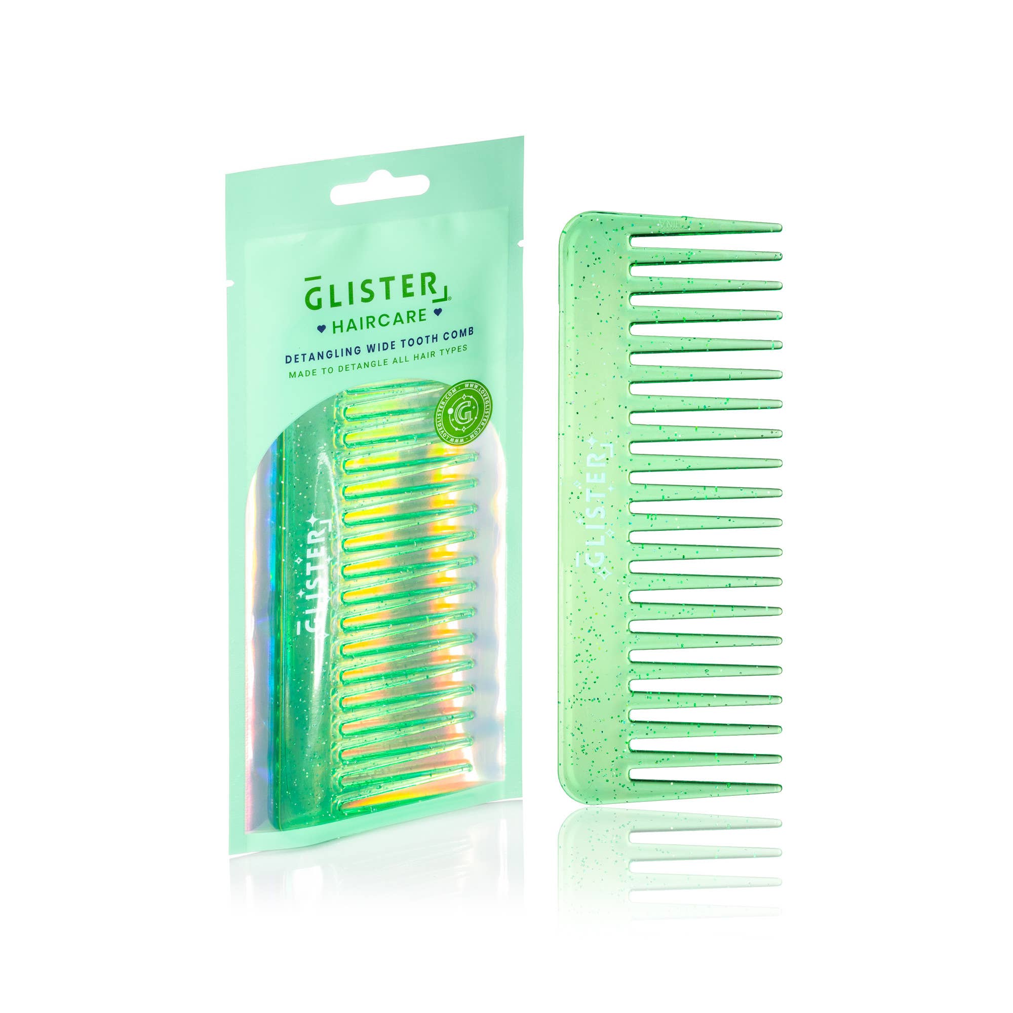 Glister - Wholesale Hair Brush/Comb - "Sparkle" Wide Tooth Detangling Comb | Glitter Finish7