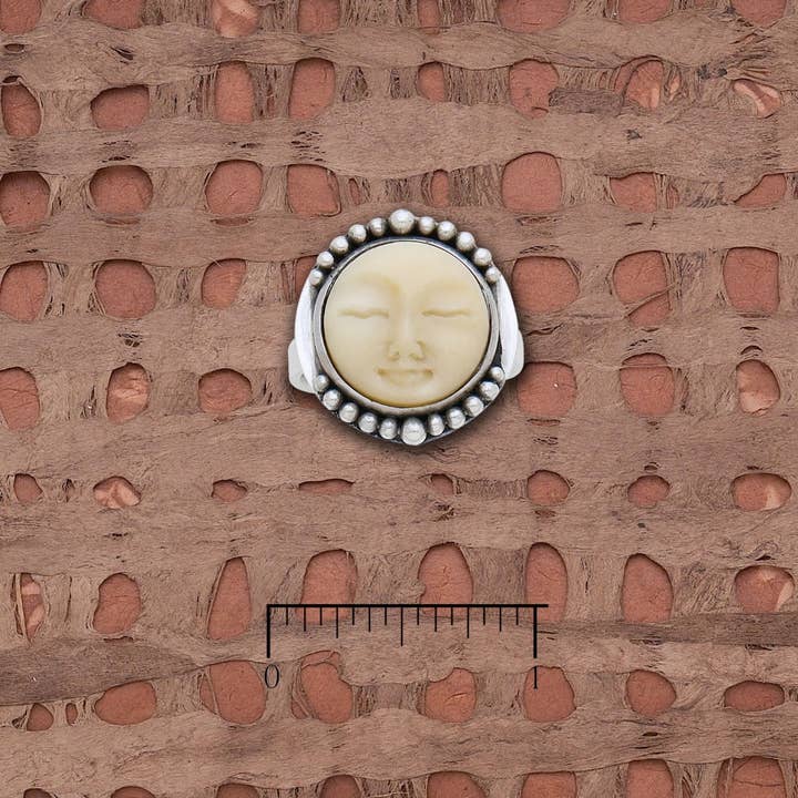 Tagua Nut Sun Silver-Beaded Ring for wholesale by Tidepool