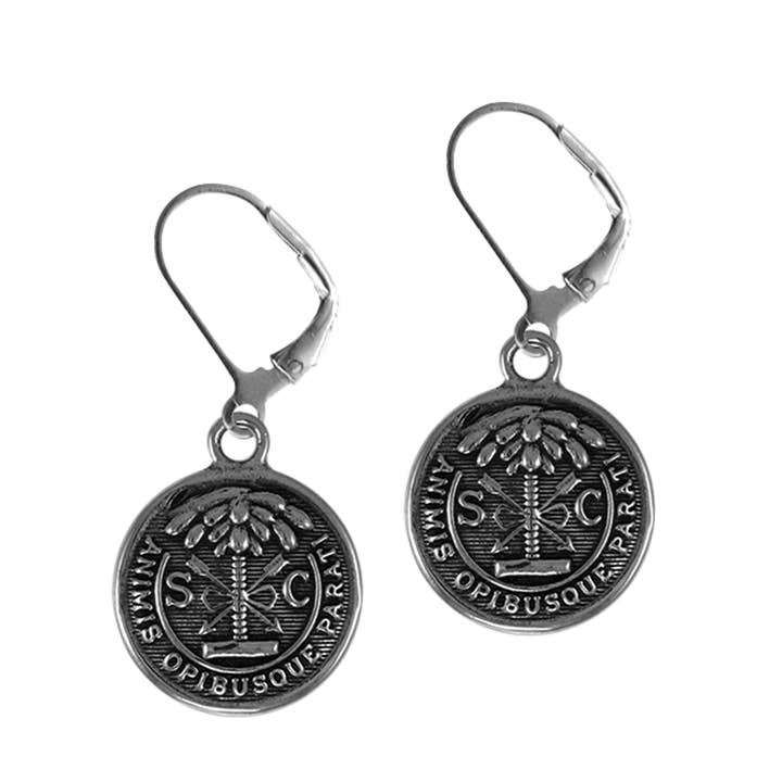 G2 Silver – wholesale Dangle earrings – The Citadel Button Leverback Earrings