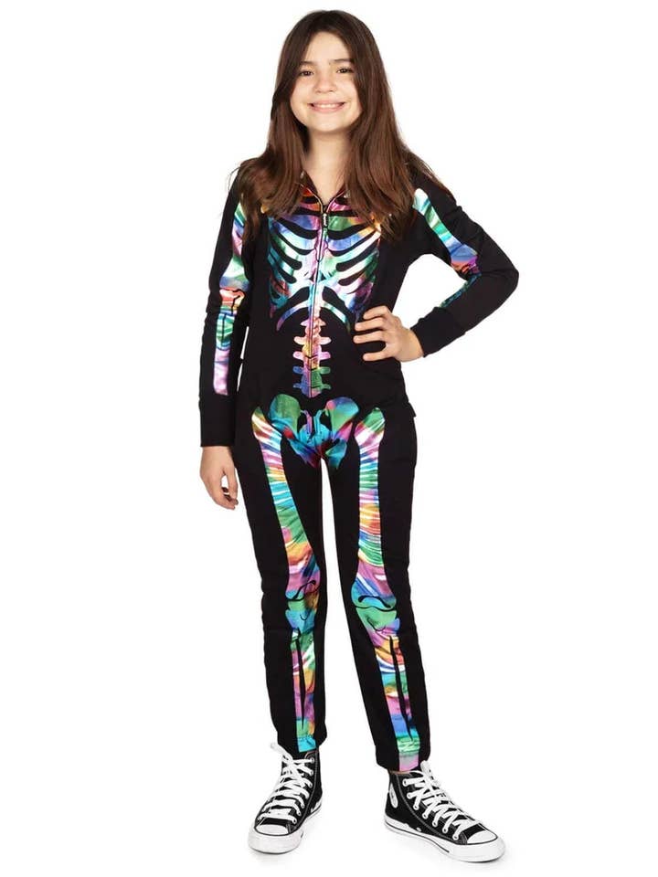 Iridescent Skeleton Jumpsuit - Kid's Halloween Costume for wholesale by Tipsy Elves