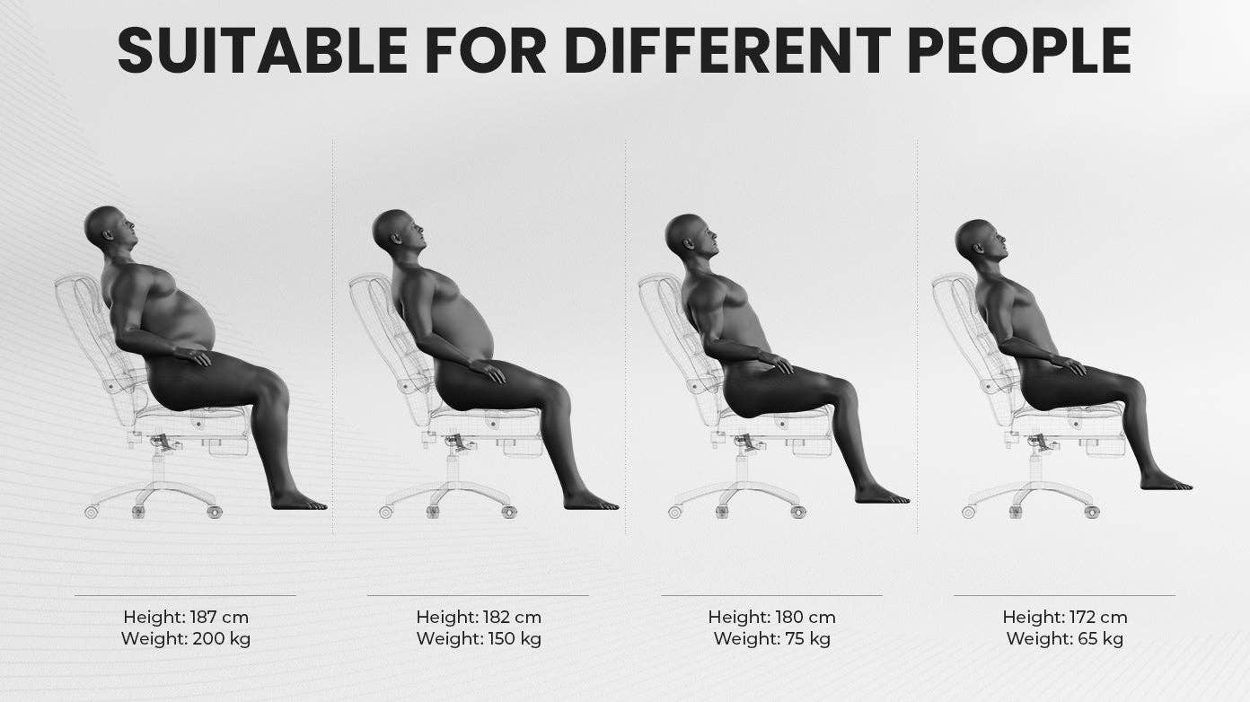 Beige Grande chaise de bureau pour personnes fortes avec repose-pieds, dossier haut, velours beige en vente sur Faire8