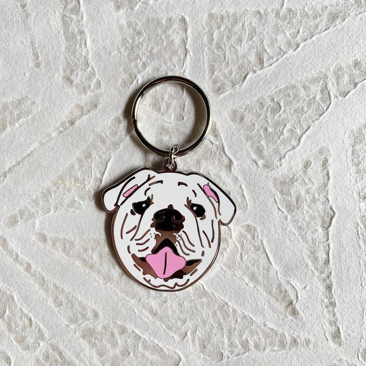 bulldog hard enamel keychain for wholesale by free in the lines