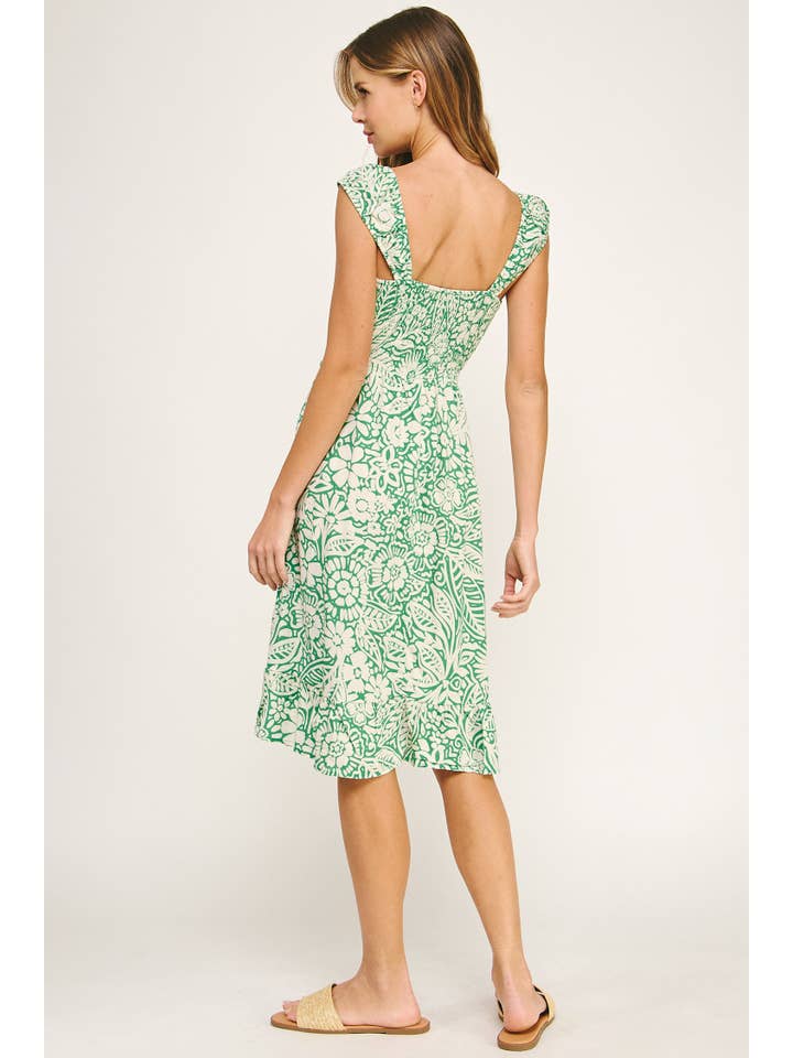 GR/CM ROBE MIDI IMPRIMÉE AIRY CHARM AVEC MANCHES ÉLASTIQUES en vente sur Faire