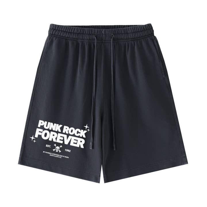 Punk Rock Forever Vintage Tvättade Bomullsshorts för wholesale av Goth Cloth Co.