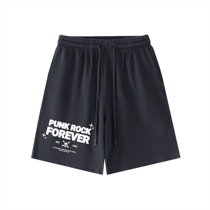 Punk Rock Forever Vintage Wash Cotton Shorts for wholesale by Goth Cloth Co.