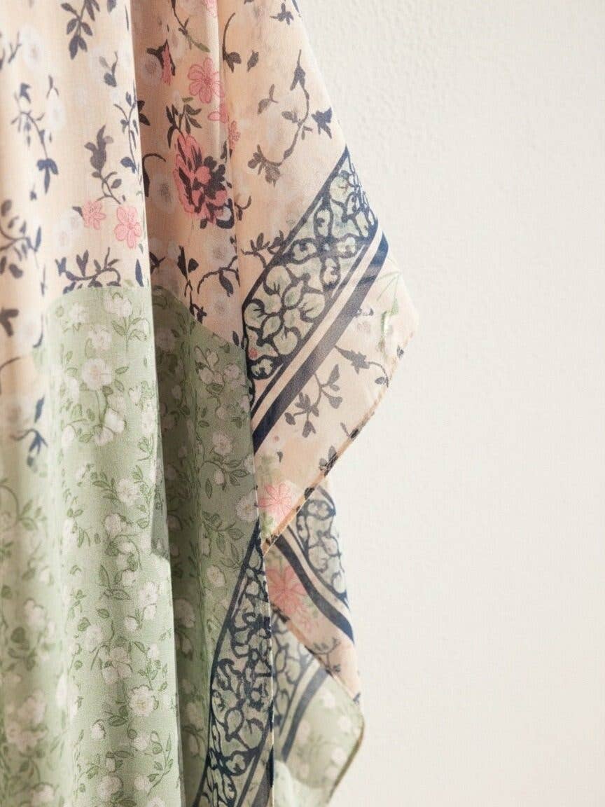 JC Sunny Fashion – Engroshandel Kimono - Dame – JC09115603 Pink-Aqua Daisy Patchwork Kimono5