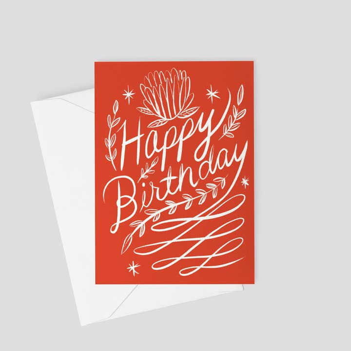 Happy Birthday Calligraphy Front & Back for wholesale by The Heart Studio