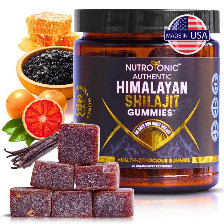 Authentic Himalayan Shilajit® Gummies Sweetened with Organic Manuka Honey Flavored with Organic Blood Orange Oil & Organic Vanilla for wholesale by NutroTonic