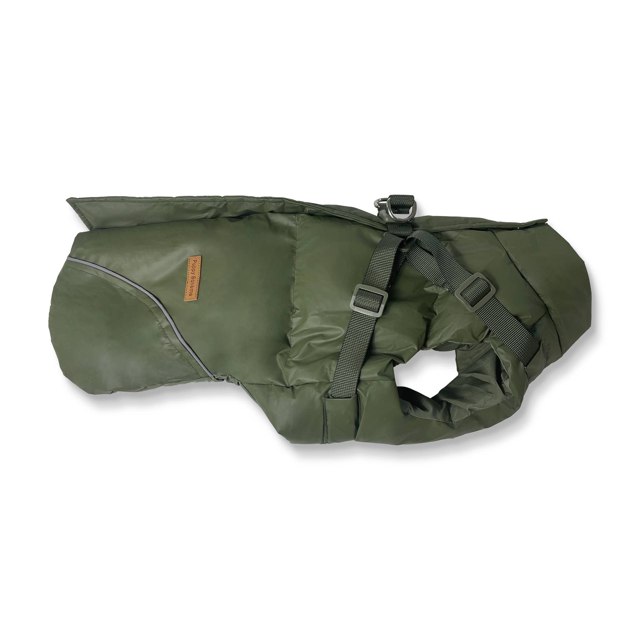 Puppy Bohème - Vendita all'ingrosso Cappotto - Cani - Cappotto invernale con imbracatura integrata - Verde foresta (senza maniche)2