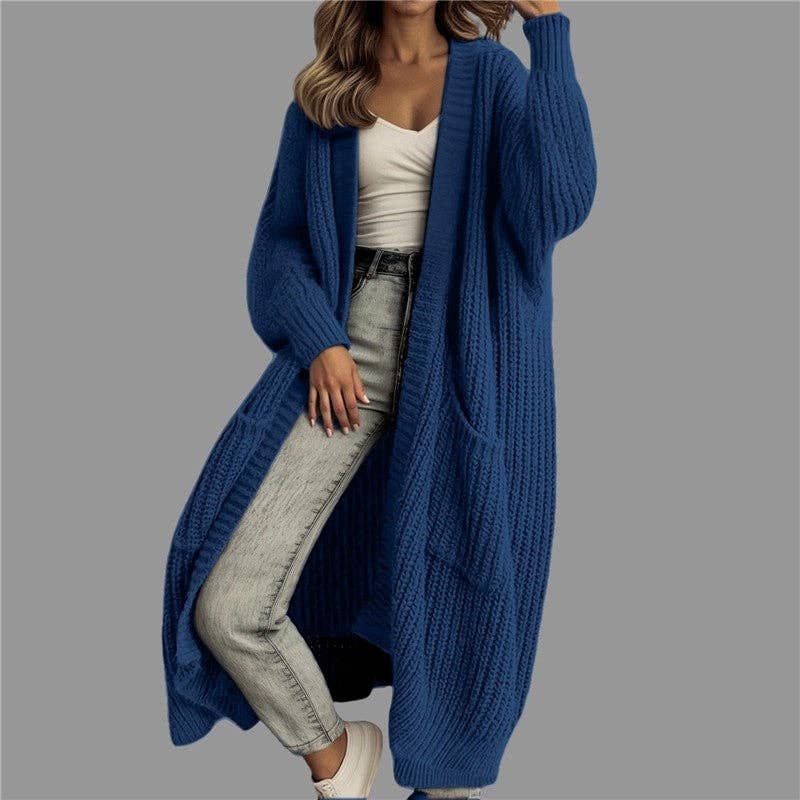 Plush Looks - Wholesale Cardigan - Women's - Thick Mid-Length Loose Knit Sweater Coat11