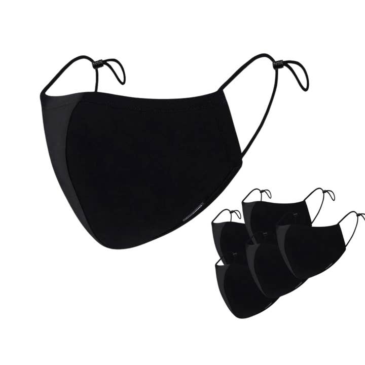 Anti-bacterial Face Mask - Black Triple Cotton Layer 6-pack for wholesale by Kenny Parker