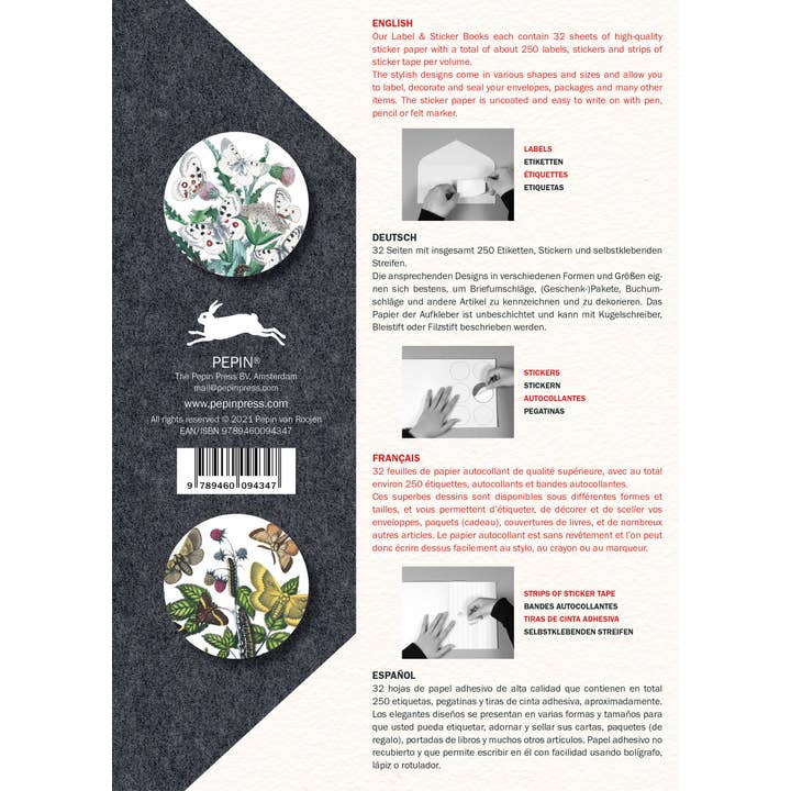 Pepin Press – Großhandel Aufkleber – Schmetterlinge Etikettenaufkleber & Klebebuch