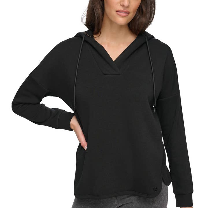 Fleece Split Neck Tunic Hoodie for wholesale by Andrew Marc Sport