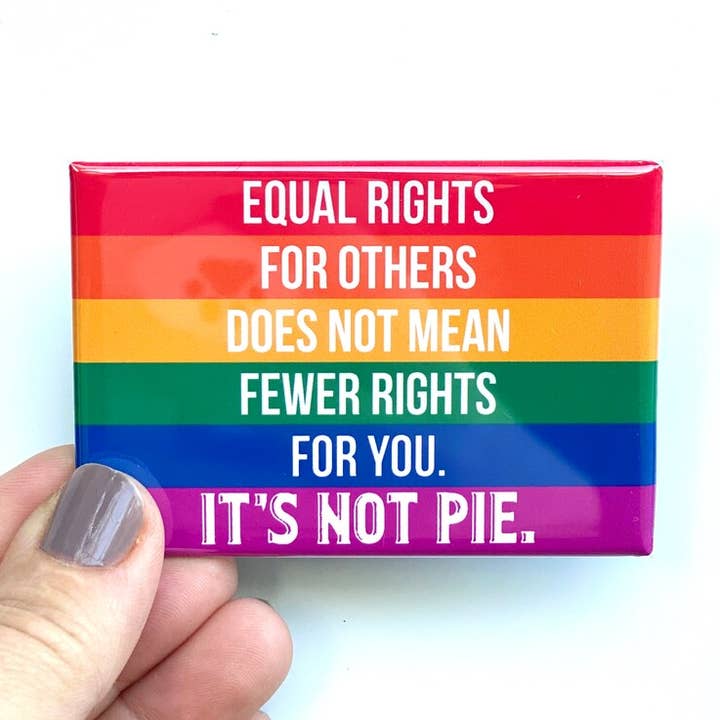 equal rights pie flag rectangle magnet for wholesale by Anthem Sticker Company