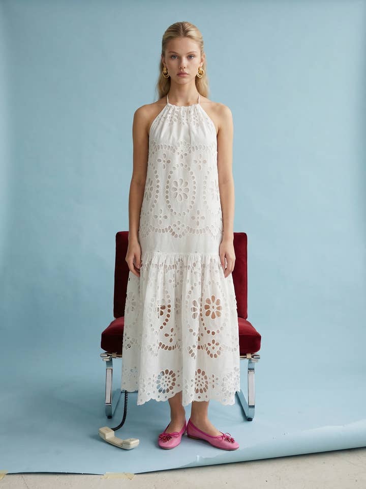 Vestido Maxi Eyelet Elegante por atacado de Heyson