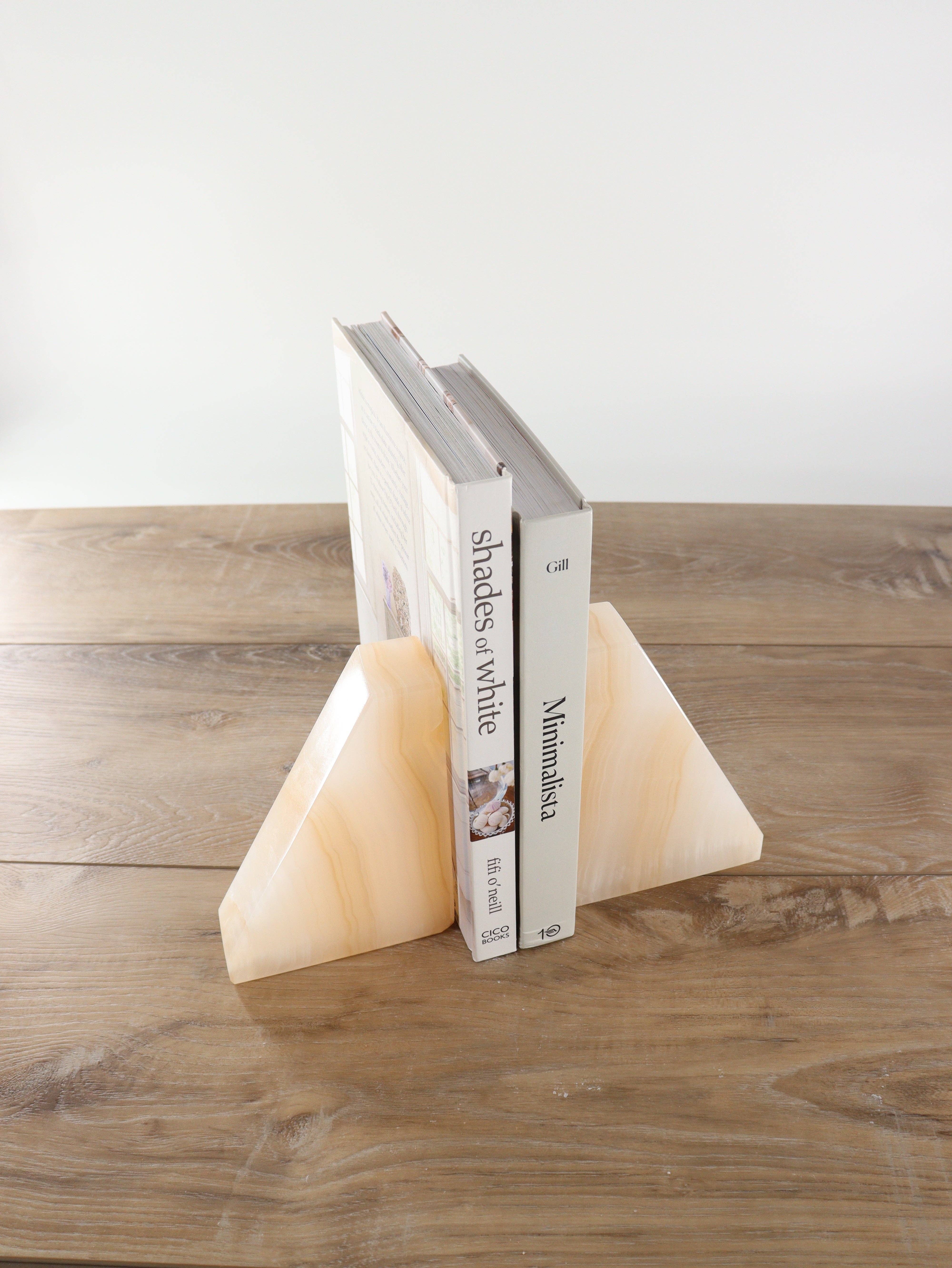 Mi Esperanza Minerals - Wholesale Bookend - White and Tan Polished Onyx Bookends1