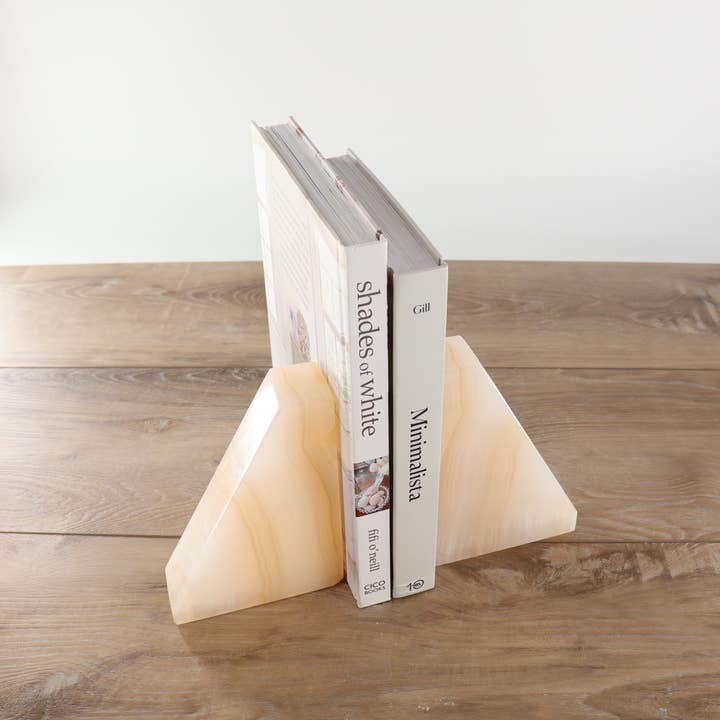Mi Esperanza Minerals - Wholesale Bookend - White and Tan Polished Onyx Bookends1