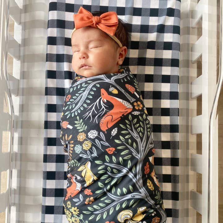 Swaddle Blanket | Midnight Meadow for wholesale by Audrey & Bear