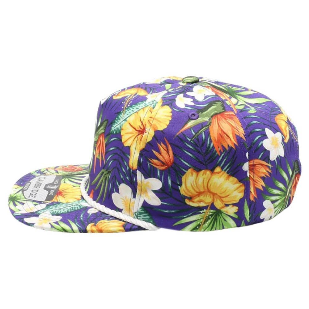 DOBBI - Wholesale Flat Brim Cap - Unisex - CAMBRIDGE 5 PANEL UNSTRUCTURED FLORAL ROPE HAT4